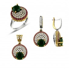 Gümüş Otantik Taşlı Set